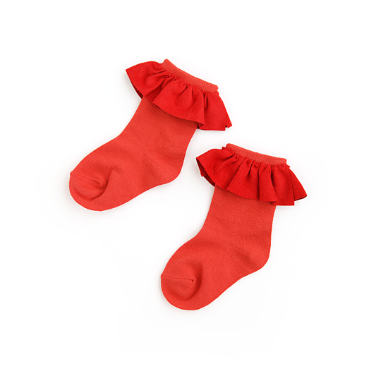 Cranberry Ruffle Socks
