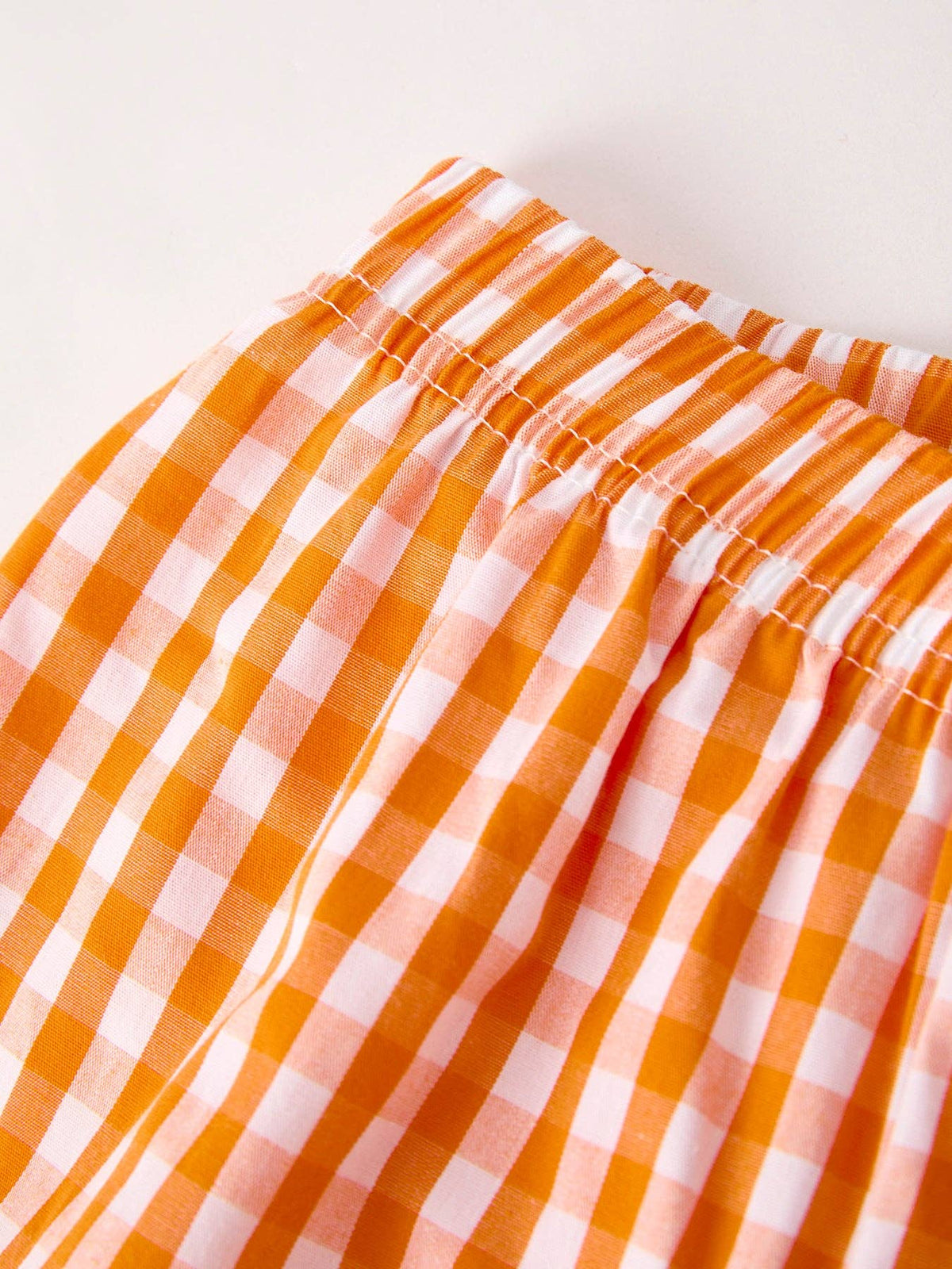 Turkey Embroidered Boy Set – Orange Checkered