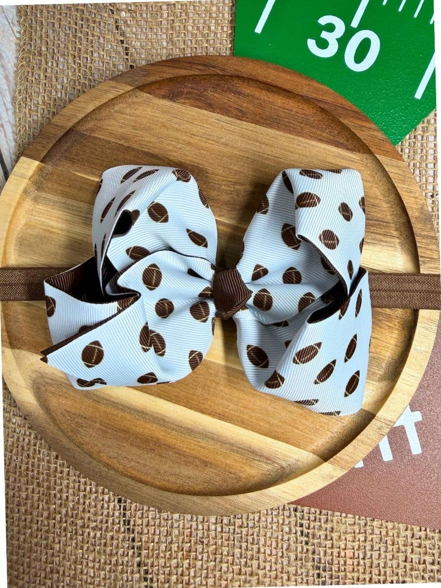 Mini Football Print Double Layered Hair Bow