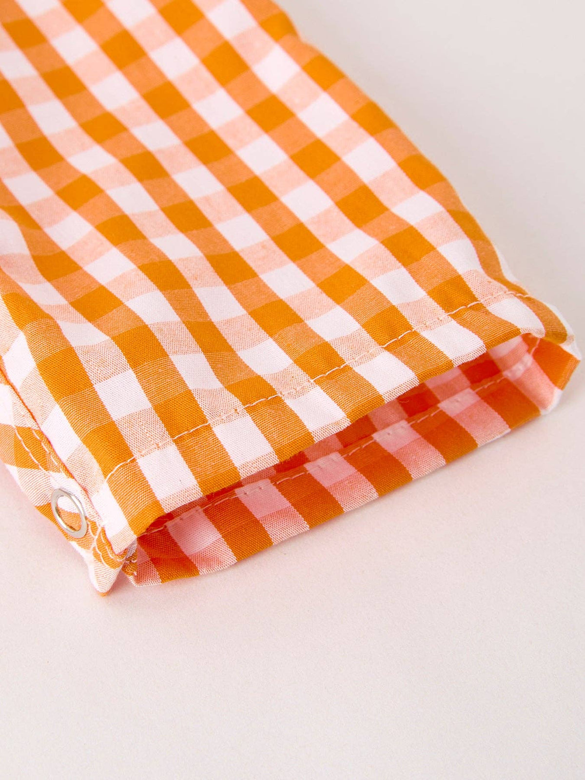Fall Turkey Embroidered Romper for Baby Boys – Orange Checkered