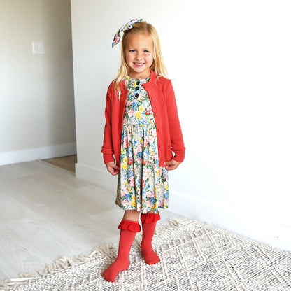 Cranberry Ruffle Socks