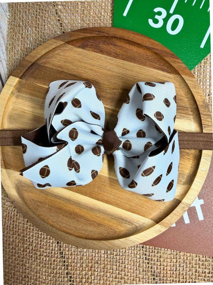 Mini Football Print Double Layered Hair Bow