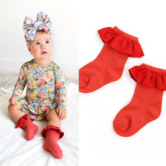 Cranberry Ruffle Socks