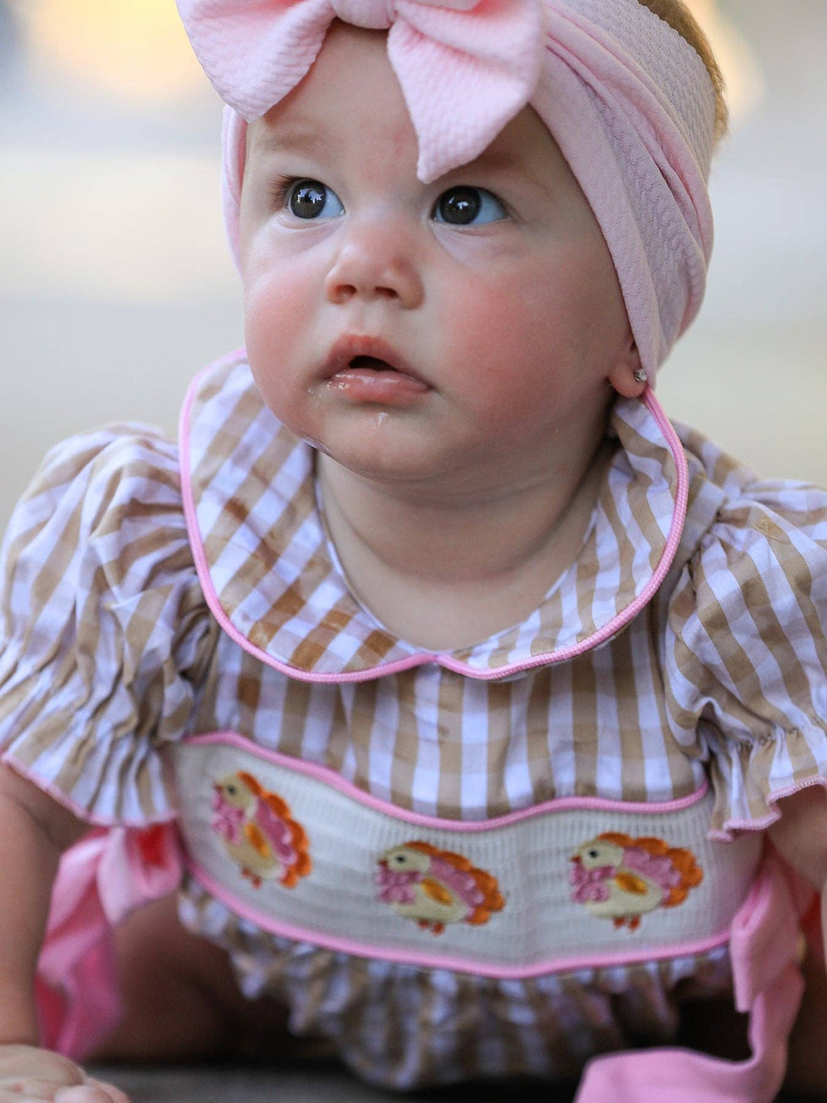 Thanksgiving Plaid Baby Girls Romper