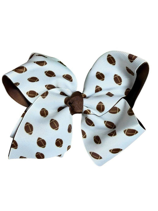Mini Football Print Double Layered Hair Bow