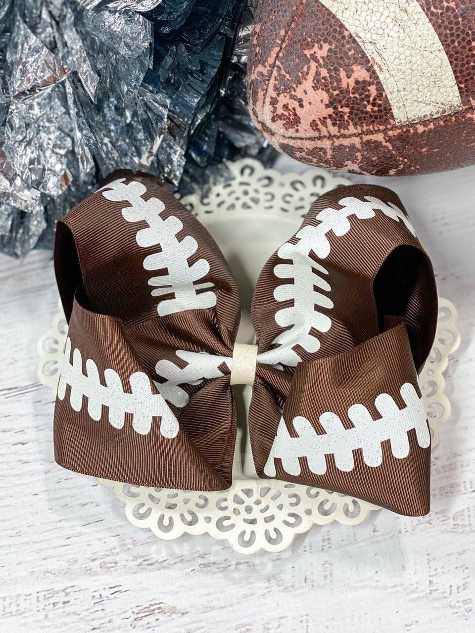 Football XL Hair Bow