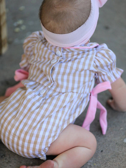 Thanksgiving Plaid Baby Girls Romper