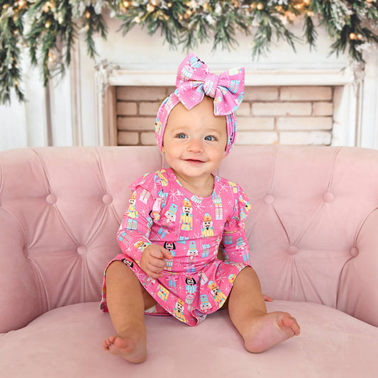 Nadia Bamboo Nutcrackers Twirl Dress Onesie