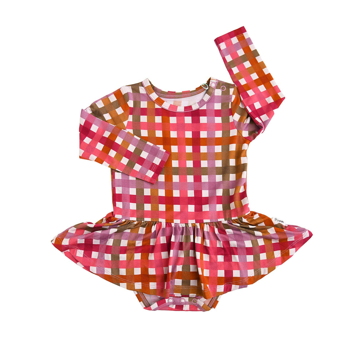 Plaid Bamboo Twirl Dress Onesie