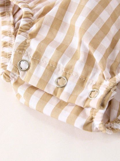 Thanksgiving Plaid Baby Girls Romper