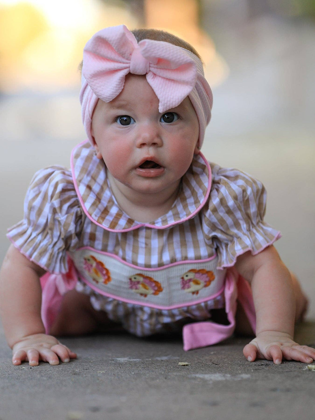 Thanksgiving Plaid Baby Girls Romper