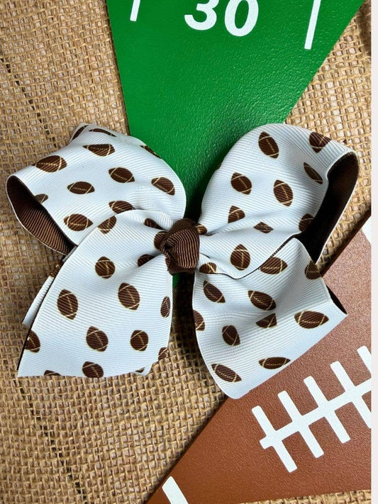 Mini Football Print Double Layered Hair Bow