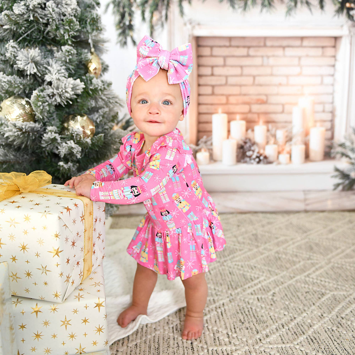 Nadia Bamboo Nutcrackers Twirl Dress Onesie