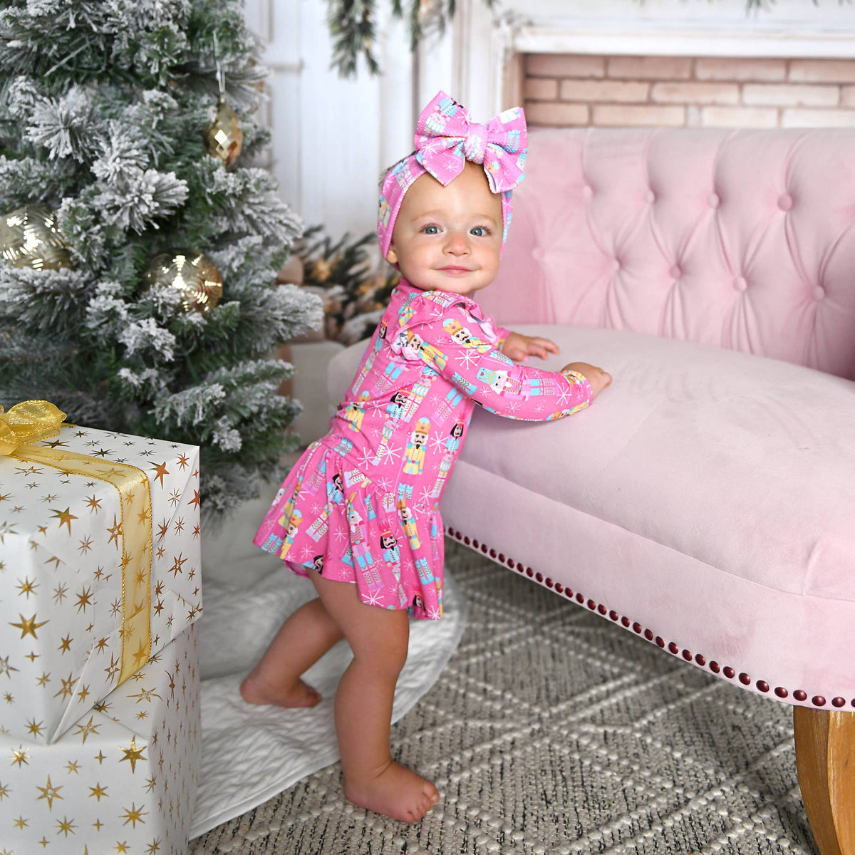 Nadia Bamboo Nutcrackers Twirl Dress Onesie