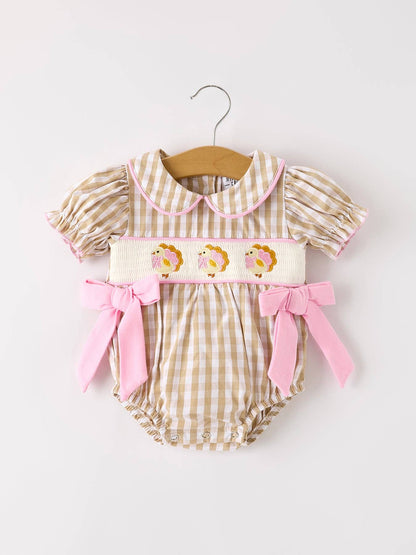 Thanksgiving Plaid Baby Girls Romper