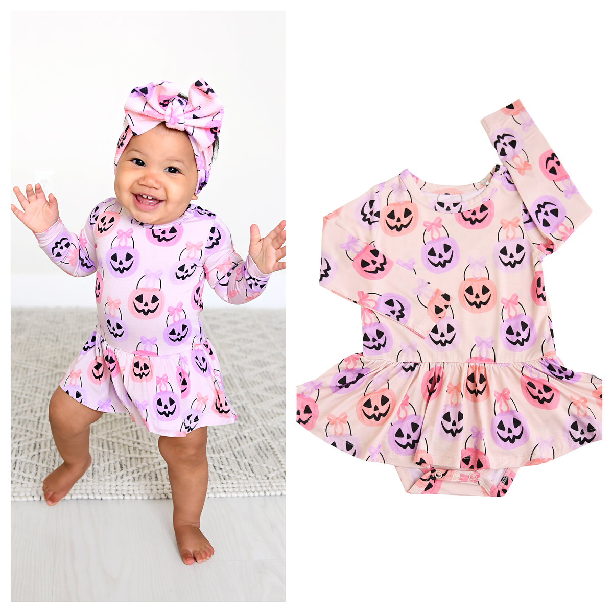 Halloween Buckets Bamboo Twirl Dress Onesie